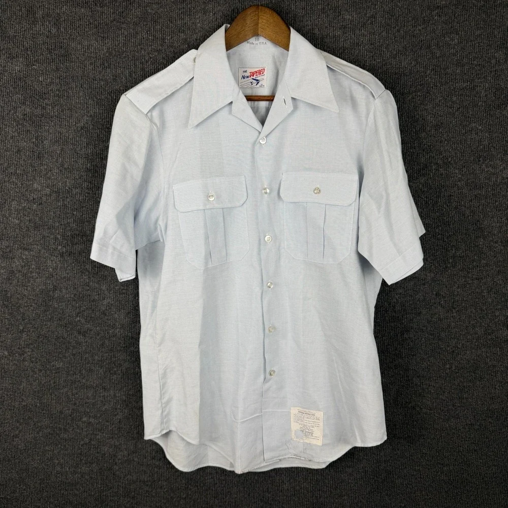 Martin Mfg Co USAF The New Tapered Shirt Epaulets Military Dress Shirt 16 Blue 8